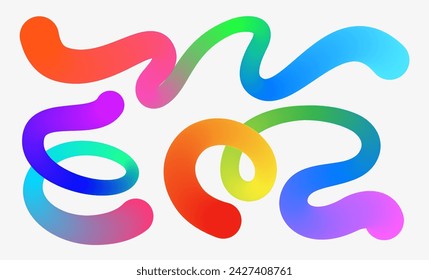 Formas onduladas con colores Rainbow aislados en blanco. Ilustración vectorial. 