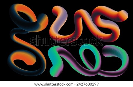 Wavy shapes with retro y2k gradient isolated on white. Vector illustration. 