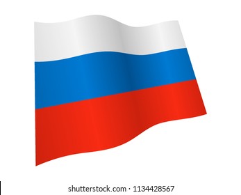 Wavy Shiny Flag of Russia