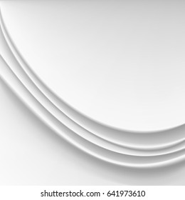 Wavy Silk Abstract Background Vector. White Or Silver Realistic Drape Texture Illustration