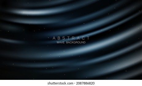 Wavy silk dark blue background. Luxurious wavy background with smooth wavy texture.