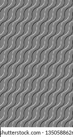 wavy silver grey organic lines repeating pattern tile with grayscale lines and 3D effect for creative surface design templates, covers, posters, brochures, textile and fabric. the tile is seamless 