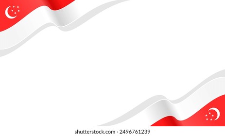 wavy singapore flag vector background with copy space for text. singapore national day