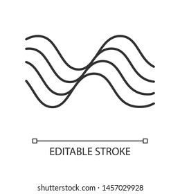 Wavy Sound Lines Linear Icon. Thin Line Illustration. Music Rhythm, Melody Wave. Soundtrack Play Waveform. Synergy, Energy Flow Sign. Contour Symbol. Vector Isolated Outline Drawing. Editable Stroke