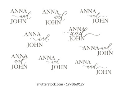 Wavy spelling of the word And for decoration of the wedding invitation