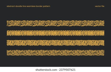 wavy and spiral doodle line seamless pattern for border design decoration. african or aztec tribe like pattern border vector illustration