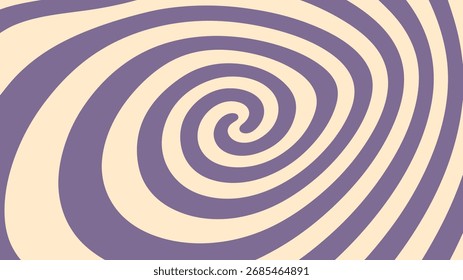 Wavy spirals abstract background with groovy pattern for retro design. Hypnotic circular pattern for graphic banner and cover.