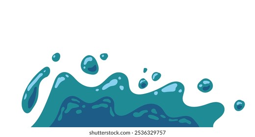 ilustração de vetor de água ondulante em estilo plano. desenho animado salpicos de fundo de água.
