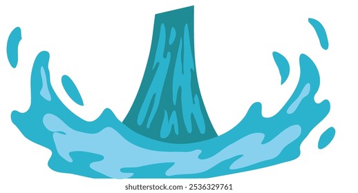 wavy splashing water vector illustration in flat style. cartoon splashing water background.