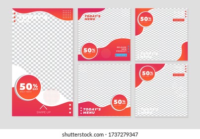 Wavy square banner social media template post and stories template culinary collection. Vector illustration EPS 10