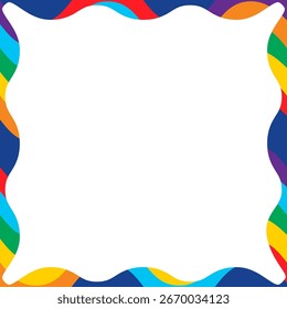 Wavy quadratischen Rahmen niedlich bunten Rand in Regenbogenfarben