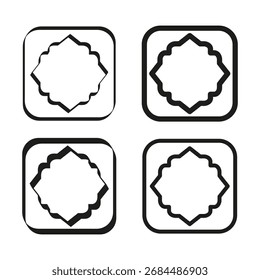 Wavy square frames. Abstract decorative elements. Vector illustration shapes. Black white border. EPS 10.