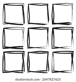 Layout quadrado ondulado. Quadros flutuantes abstratos. Formas de caixa inclinadas. Formulário de design de vetor.