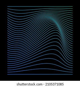 Wavy square lines in gradient color on black background