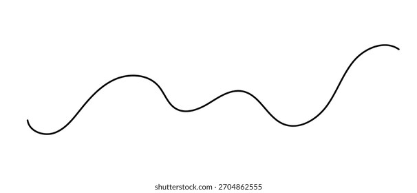 Wavy squiggle black line, doodle vector illustration, decorative abstract design element