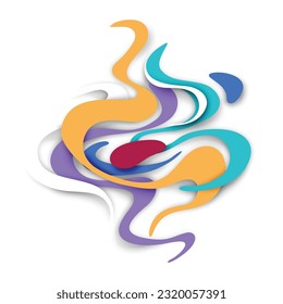 Wavy Stains Composition. Abstract Pop Art Stylization. Modern Style. Decorative Background. Vector 3d Illustration