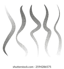 Wavy stipple lines collection on a white background. Abstract wavy grain lines set on a white background