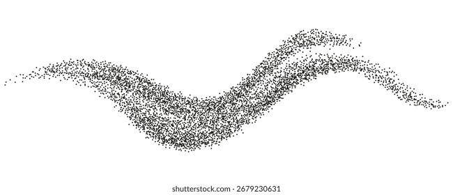 Fundo ondulado pontilhado. Textura do grão com pontos dispersos e gradiente de desvanecimento. Ilustração vetorial.