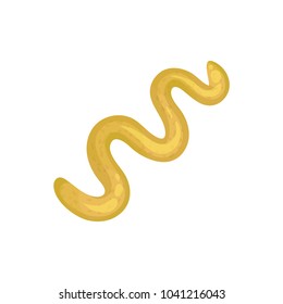 Wavy stripe of fresh mustard. Culinary theme. Cooking ingredient. Dishes component. Graphic element for advertising poster or flyer of sauce. Colored flat vector design