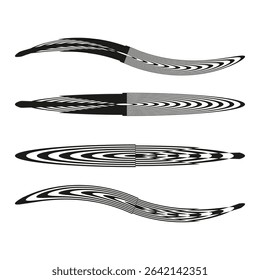 Wavy stripe icon. Vector motion shape. Monochrome curved symbol. Dynamic line element.