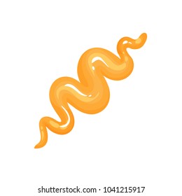 Wavy stripe of orange habanero sauce. Spilled seasoning. Homemade spicy gravy for dishes. Related to cuisine theme. Flat vector element for advertising poster or flyer