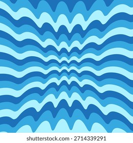 Patrón de rayas onduladas. Túnel de color azul. Vector de fondo de arte operístico. Textura de profundidad de ilusión. EPS 10.