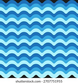 Patrón de rayas onduladas. Ondas Horizontales azules. Vector de ondulación de agua. Textura de línea Abstractas.