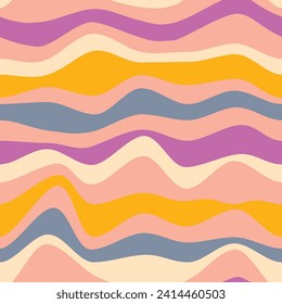 Wavy stripe pattern girly bright colours. Fun abstract seamless vector print for teens fashion. Cute pretty print. 70's and 60's vibe. Cool, trendy and retro