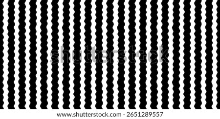 Wavy stripe seamless pattern in black and white. Bold abstract vertical stripe pattern with high contrast wavy texture, ideal for modern wallpaper, branding, or textile design. Drag to swatches