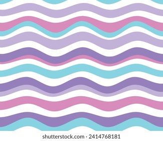 Wavy stripe seamless pattern. Girly, pink  and colourful print for teens girls and kids fashion. Abstract modern lines