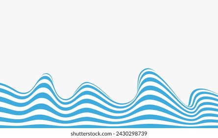 Wavy striped abstract background. Template background with blue waves.