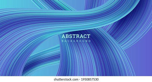 Wavy striped background 3D. Backdrop with flow lines. Vector illustration warped stripes. Festive banner realistic style. Colorful texture. Elegant decoration. Design poster, flyer, wallpaper.