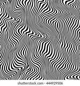 Fondo vectorial blanco y negro ondulado. Patrón abstracto monocromo. Efecto cebra.