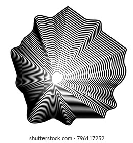Wavy striped geometric thin line halftone element isolated on white background. Vector illustration.