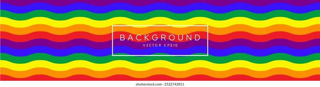 Fundo de cor de arco-íris listrado ondulado, conceito do mês do orgulho LGBT, design vetorial