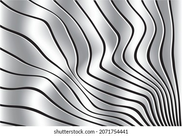 Wavy striped surface. Abstract 3d illusions. Pattern or background with wavy distortion effect. Vector illustration