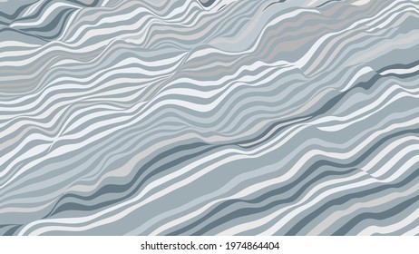 Wavy striped surface. Grey and white lines with ripples effect. Vector background.
