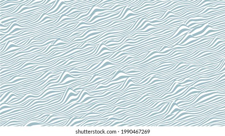 Wavy striped surface. Grey and white lines with ripples effect. Vector background.