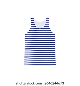 Wavy Striped Tank Tops. Fashion Flat Sketch Vector Illustration Template. Front View. Tank Tops Mockup for Men and Boys Clothing.