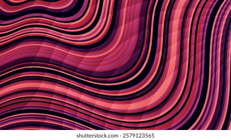 Wavy striped wallpaper in beige and raspberry tones. Excellent background for decorating pages in social networks, posters, presentations, outdoor advertising and other your projects. Vector.