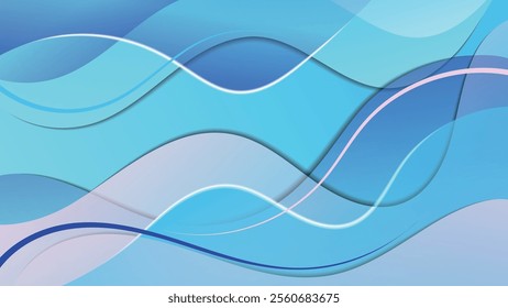 Wavy striped wallpaper in cold tones. An excellent background for designing social media pages, posters, presentations, outdoor advertising and your other projects. Vector.