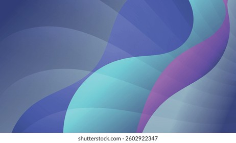 Wavy striped wallpaper in cold tones. A beautiful illustration for interior decoration, corporate designs, blogs, postcards, posters and your other projects. Vector. 