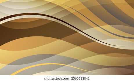 Wavy striped wallpaper in warm tones. An excellent background for designing social media pages, posters, presentations, outdoor advertising and your other projects. Vector.