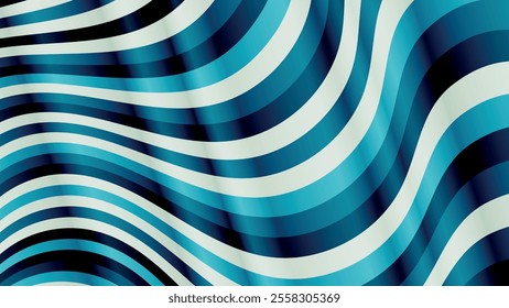 Wavy striped wallpaper in white and blue tones. An excellent background for advertising, posters, postcards, business cards, corporate attributes and your other projects. Vector.