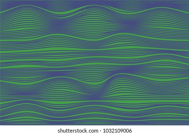 Wavy Stripes with 3d Effect. Abstract Geometric Background with Distorted Curved Lines. Modern Wavy Stripes for Web Design, Wallpaper, Banner, Presentation, Cover, Brochure, Musical Poster.