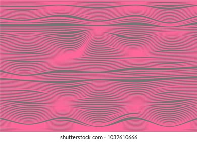 Wavy Stripes with 3d Effect. Abstract Geometric Background with Distorted Curved Lines. Futuristic Wavy Stripes for Web Design, Wallpaper, Banner, Presentation, Cover, Brochure, Musical Poster.