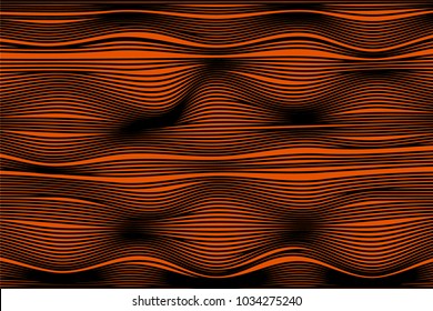 Wavy Stripes with 3d Effect. Abstract Geometric Background with Distorted Curved Lines. Futuristic Wavy Stripes for Web Design, Wallpaper, Banner, Presentation, Cover, Brochure, Musical Poster.