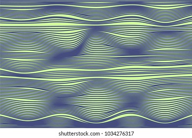 Wavy Stripes with 3d Effect. Abstract Geometric Background with Distorted Curved Lines. Modern Wavy Stripes for Web Design, Wallpaper, Banner, Presentation, Cover, Brochure, Musical Poster.