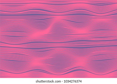 Wavy Stripes with 3d Effect. Abstract Geometric Background with Distorted Curved Lines. Futuristic Wavy Stripes for Web Design, Wallpaper, Banner, Presentation, Cover, Brochure, Musical Poster.
