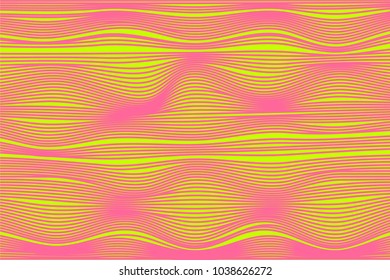 Wavy Stripes with 3d Effect. Abstract Geometric Background with Distorted Curved Lines. Futuristic Wavy Stripes for Web Design, Wallpaper, Banner, Presentation, Cover, Brochure, Musical Poster.
